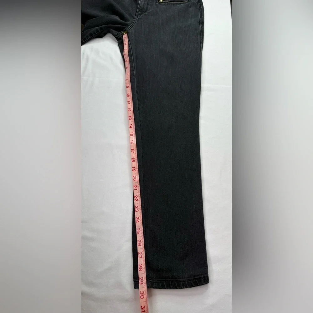LRL Lauren Ralph Lauren Black Straight Jeans Zipper Front Pockets Stretch Sz 6